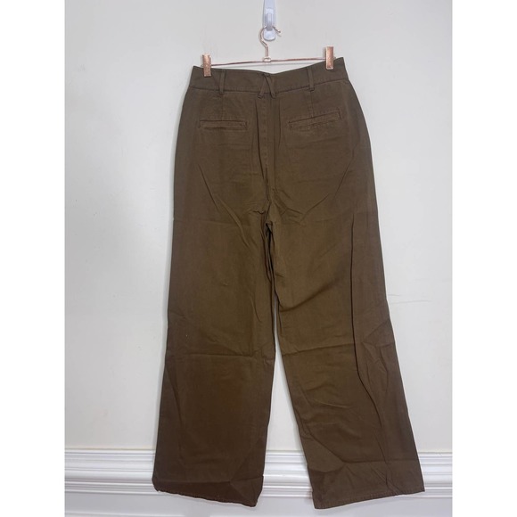 Good American Olive Green Wide-Leg Cargo Trousers 6/28 Zip Fly Pockets High Rise - Picture 2 of 7